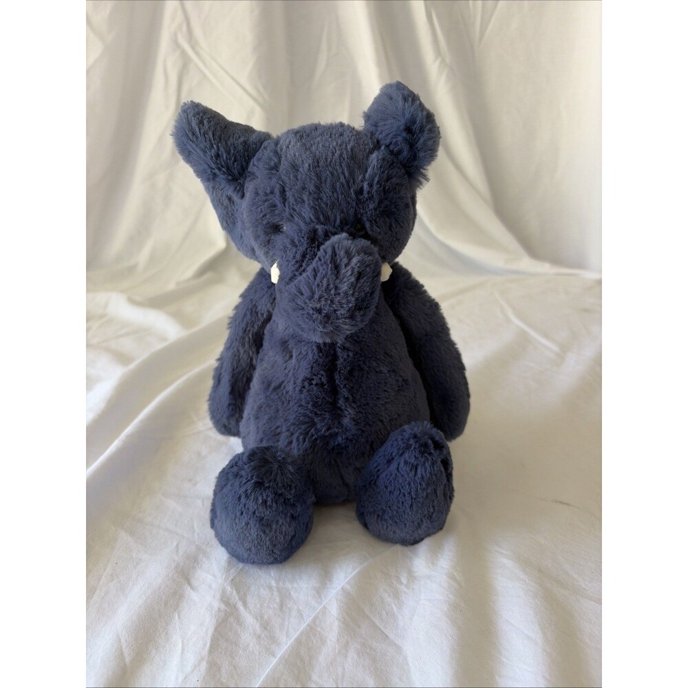 Jellycat Plush Bashful Navy Blue Elephant Medium 12" White Tusks